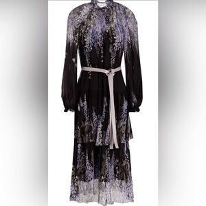 Zimmermann Black and Purple Long Sleeve Sundress